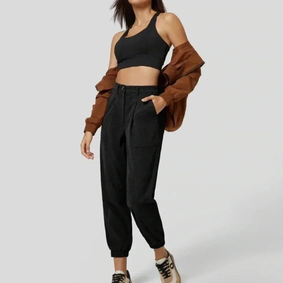 HALARA Pants - Halara Mid Rise Button Zipper Multiple Pockets Corduroy Casual Joggers -Small